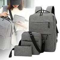 Міський рюкзак 3в1 із сумкою та гаманцем, 18л, модель 9018, чорний – стильний дорожній комплект